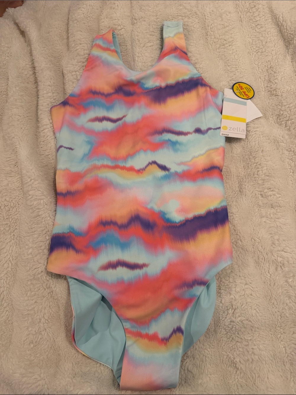 Zella Pastel Multicolor Tie-Dye One-Piece Swimsuit